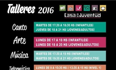 Comienzan los Talleres 2016 en la Casa de la Juventud.