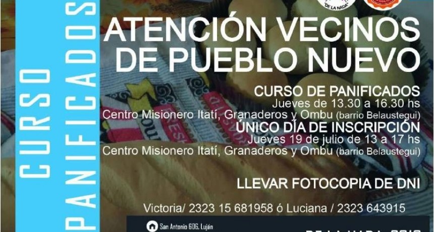 De la Nada inscribe para curso de panificados