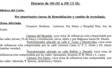Aviso de cortes en el suministro de energía eléctrica